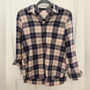 J.Crew Plaid henley Shirt EUC